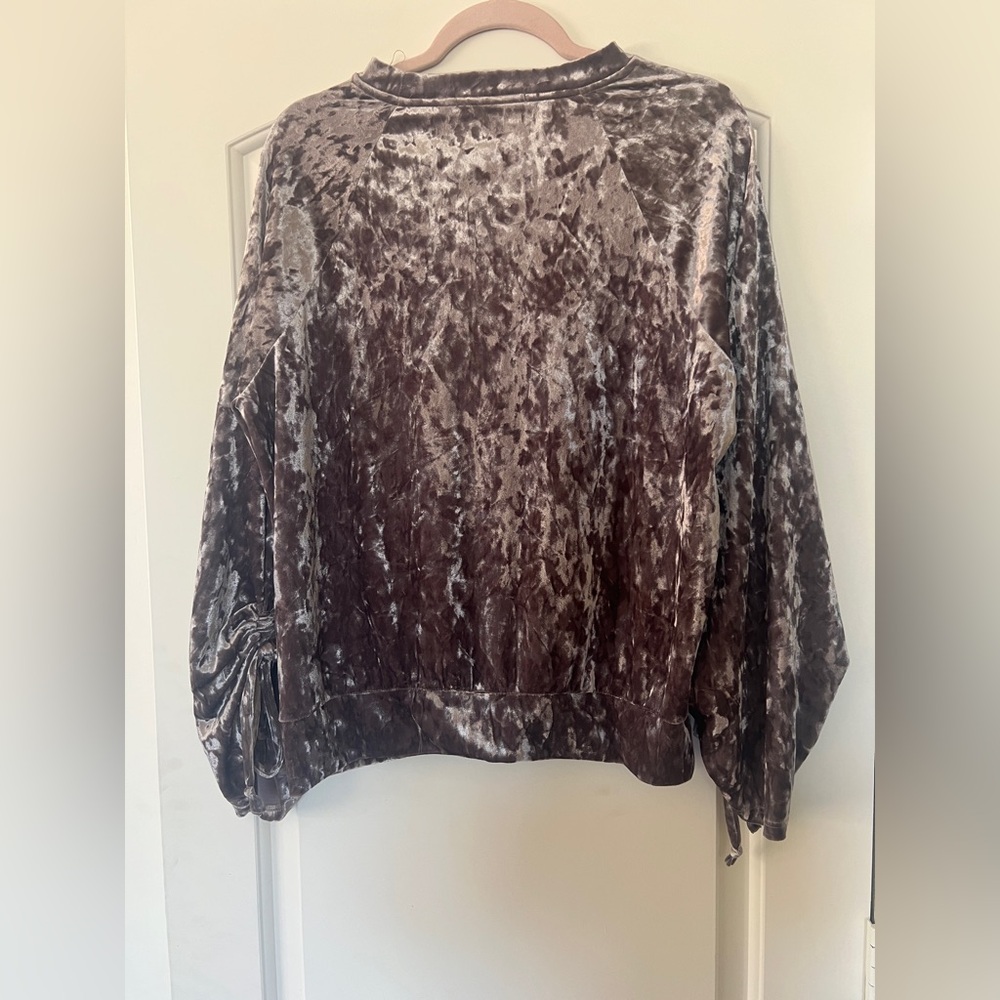 Ro & De Velvet Top in Gray/Silver